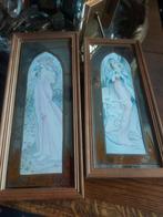 2 mooie Vintage Art-Nouveau spiegeltjes Mucha stijl, Antiek en Kunst, Curiosa en Brocante, Ophalen of Verzenden