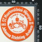 Sticker: Jumbo Run Nederland 1987 - Sint Maartensklinike Nij, Verzamelen, Stickers, Auto of Motor, Ophalen of Verzenden