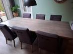 Grote eikenhouten keukentafel met stalen poten, Huis en Inrichting, Tafels | Eettafels, Ophalen