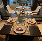 Zwarte uitschuifbare eettafel, Huis en Inrichting, Tafels | Eettafels, Ophalen, 100 tot 150 cm, 50 tot 100 cm, Zo goed als nieuw