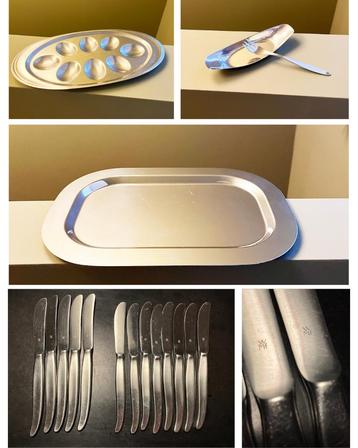 WMF vintage set inox serveerschalen en messen beschikbaar voor biedingen