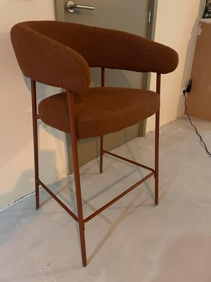 Terracotta bouclé barkruk, Huis en Inrichting, Stoelen, Nieuw, Eén, Stof, Bruin, Ophalen