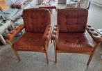 Vintage Leren Design Fauteuils (Set van 2), Huis en Inrichting, Ophalen, Gebruikt, 75 tot 100 cm, 50 tot 75 cm