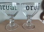 2 Orval bierglazen met Groen en zwarte letters, Ophalen of Verzenden, Nieuw, Glas of Glazen, Overige merken