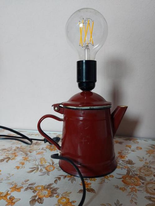 Emaille Theepot Lamp - Vintage Design, Antiek en Kunst, Antiek | Lampen, Ophalen of Verzenden