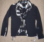 Leuke zwart/witte blouse met rushes (maat 42), Ophalen, Zwart, Maat 42/44 (L), Leon