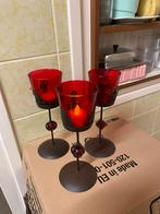 Set van 3 rode waxinelichthouders, Overige materialen, Ophalen of Verzenden, Zo goed als nieuw, Minder dan 25 cm