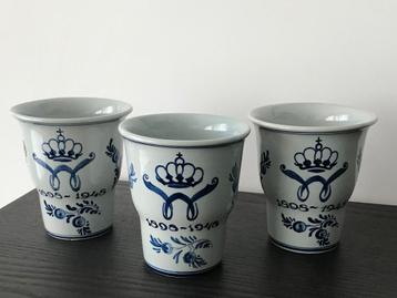 3 antieke jubileums bekers Koningin Wilhelmina 1898-1948 beschikbaar voor biedingen