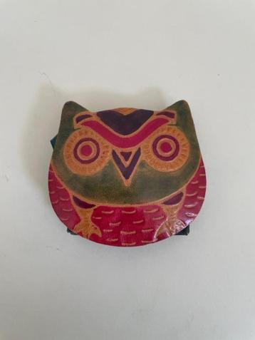 Kleine vintage portemonnee / portemonaie. Leer. Uil Uiltje.  beschikbaar voor biedingen