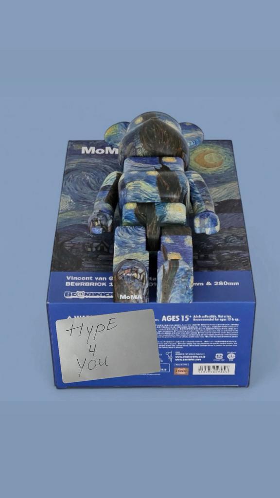 Bearbrick Van Gogh Starry Night moma 400% kaws be@rbrick, Verzamelen, Poppetjes en Figuurtjes, Nieuw, Verzenden