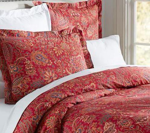 Pottery barn piper kingsize dekbedovertrek 2 shams Rich red, Huis en Inrichting, Slaapkamer | Beddengoed, Zo goed als nieuw, Tweepersoons