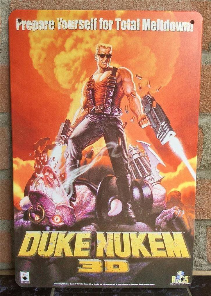 Duke Nukem 3D Metalen bord Poster Retro pc game, Spelcomputers en Games, Games | Overige, Nieuw, Shooter, 1 speler, Vanaf 3 jaar