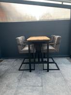 Barset met 4 krukken ( mangohout ), Met voetsteun, Ophalen of Verzenden, Zo goed als nieuw, 90 cm of meer