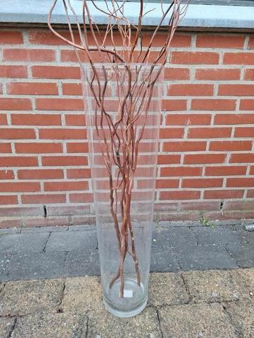 Glazen vaas 70 cm hoog met takken beschikbaar voor biedingen