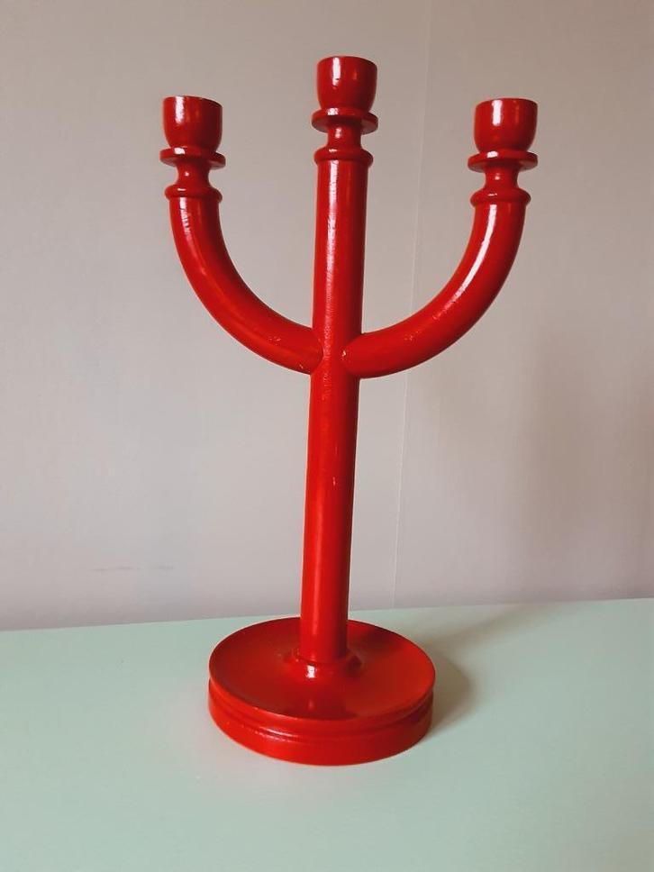 Zweedse Vintage Robuuste Handgemaakte Houten Kerstkandelaar, Diversen, Kerst, Gebruikt, Ophalen