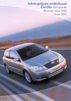 Onderhoudsprijzen Toyota Corolla VVT-i en D-4D, januari 2003, Ophalen of Verzenden, Nieuw, Toyota