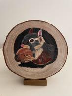 Eekhoorn op boomschijf, Ophalen of Verzenden, Nieuw, Minder dan 50 cm, Schilderij