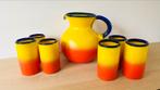 Vintage handgeblazen tequila sunrise karaf met glazen, Antiek en Kunst, Ophalen of Verzenden