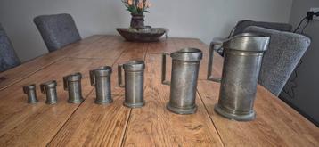 7delige tin kannenset beschikbaar voor biedingen