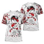 Japans t-shirt 4 (heren mannen shirt wit bloemen aziatisch), Kleding | Heren, Verzenden, Nieuw, Overige maten, Wit
