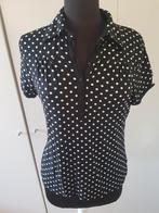 Zwart/wit gestippeld Promiss poloshirt - maat L ***zgan***, Promiss, Zwart, Maat 42/44 (L), Ophalen of Verzenden