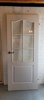 Witte houten deur met glazen ruitjes, Ophalen, Gebruikt, Binnendeur, 200 tot 215 cm