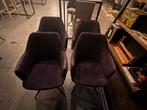 4 velvet zwarte stoelen met 180graden ( terug ) draaifunctie, Ophalen, Zwart, Zo goed als nieuw, Stof
