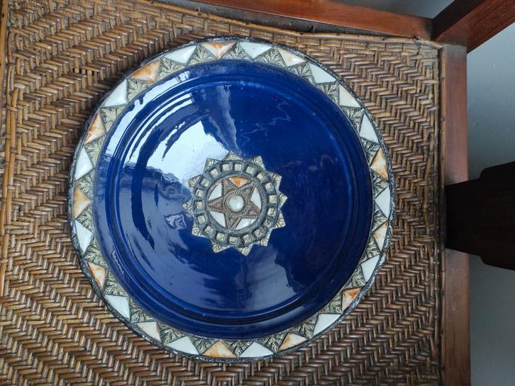 Tunesisch decoratief bord - Ø 35cm, Antiek en Kunst, Antiek | Schalen, Ophalen of Verzenden