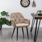 Roseberry - Beige - Eetkamerstoel met armleuning -4 set, Ophalen, Overige kleuren, Nieuw, Metaal