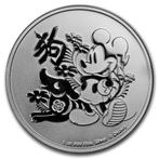 2018 Niue 1 oz Silver $2 Disney Lunar Year of the Dog BU, Ophalen of Verzenden, Zilver