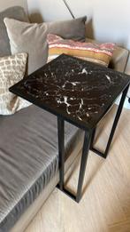 Bijzettafel/ labtop tafel zwart marmelook, Ophalen, Minder dan 55 cm, Zo goed als nieuw, Rechthoekig