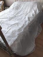 Siersprei bed sprei wit nylon damast bloemen 2 persoons, Wit, Overige typen, Tweepersoons, Ophalen of Verzenden