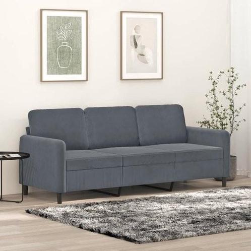 Driezitsbank - 180 - cm - fluweel - donkergrijs, Huis en Inrichting, Banken | Sofa's en Chaises Longues, Nieuw, 150 tot 200 cm