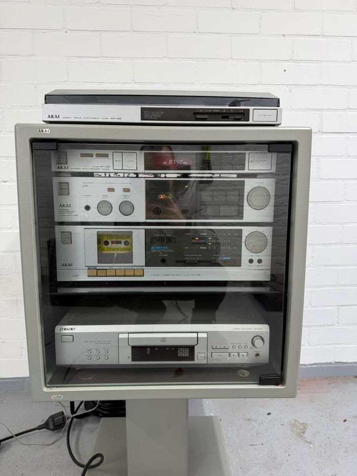 Akai stereo installatie in cube meubel kubus vintage, Audio, Tv en Foto, Stereo-sets, Zo goed als nieuw, Cassettedeck, Akai, Ophalen