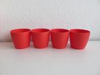 4 Elho brussels rond mini 7 cm rode bloempotjes, Tuin en Terras, Bloempotten, Kunststof, Rond, Binnen, Ophalen of Verzenden