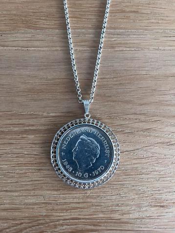 Zilveren tientje ketting 1970 beschikbaar voor biedingen