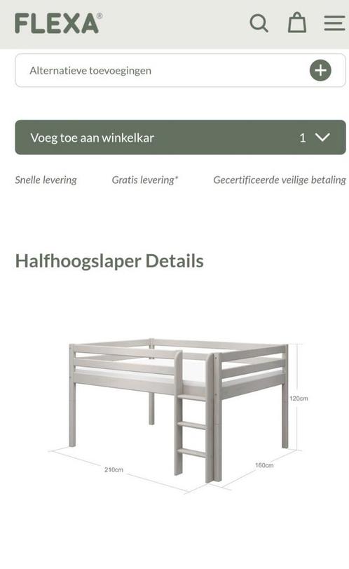Half hoogslaper Flexa met speelgordijnen, Kinderen en Baby's, Kinderkamer | Stapelbedden en Hoogslapers, Gebruikt, Stapelbed, Ophalen