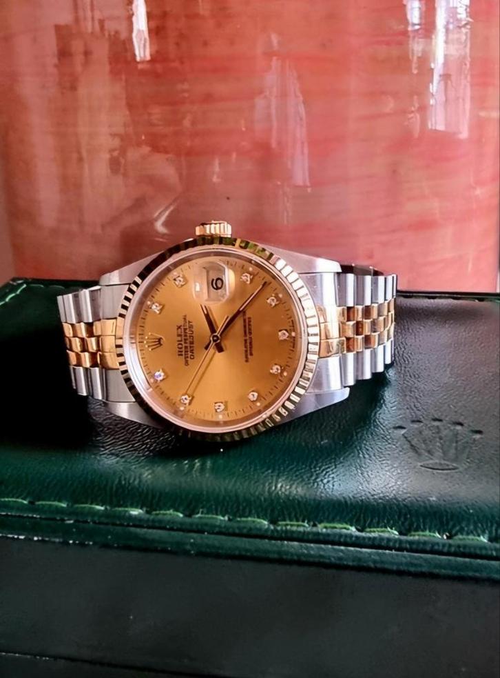 Rolex Datejust 36 daimonds/ staal 18 krt goud, Sieraden, Tassen en Uiterlijk, Horloges | Heren, Gebruikt, Rolex, Goud, Goud, Ophalen of Verzenden