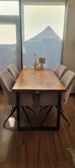 Houten eettafel 172x77 met metale onderstel tafel, Ophalen, Gebruikt, 100 tot 150 cm, 150 tot 200 cm