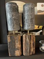 Houten Kaarsenstandaard Set (2 stuks), Gebruikt, Bruin, Ophalen of Verzenden, Hout