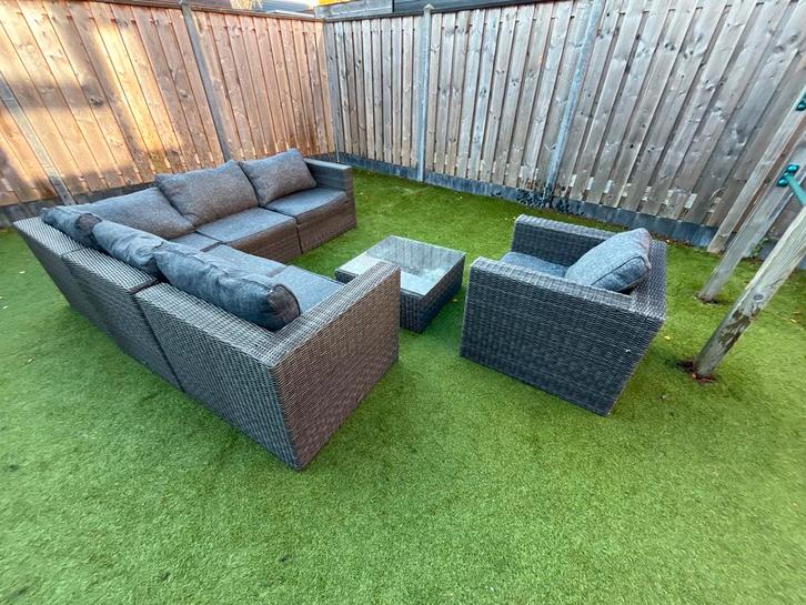 Mooie loungeset van goede kwaliteit, Tuin en Terras, Tuinsets en Loungesets, Zo goed als nieuw, Loungeset, Wicker, 5 zitplaatsen