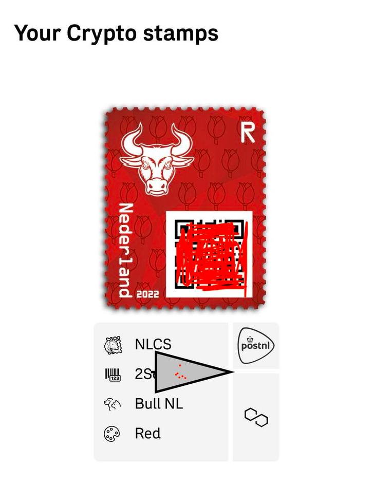 Crypto Stamp Bull Red 2022 – Zeer Zeldzaam – Ongeclaimd!!, Postzegels en Munten, Munten | Nederland, Overige waardes, Vóór koninkrijk
