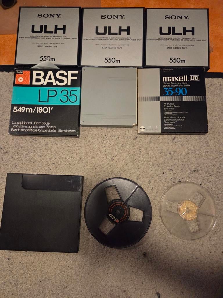 Aangeboden 6 banden 7 inch van Sony, BASF en Maxell, Ophalen of Verzenden, Onderdeel, Met banden