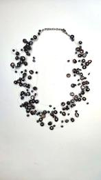 Mooie chique donker blauwe parel ketting, Ophalen of Verzenden, Zo goed als nieuw, Blauw, Overige materialen
