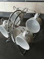 4 cappucinokopjes/schotels met rekje, Nieuw, Ophalen of Verzenden, Overige stijlen, Kop(pen) en/of Schotel(s)