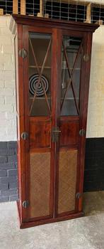 Chinese kast vitrinekast chinees riet ingelegd koloniaal 220, Huis en Inrichting, Kasten | Vitrinekasten, 200 cm of meer, https://verburgtvintage.nl/#contact