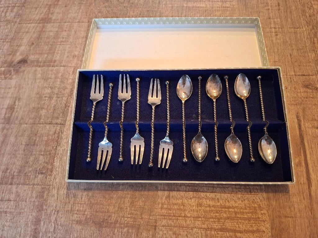 Zilveren theelepels en gebaksvorkjes, Antiek en Kunst, Ophalen of Verzenden