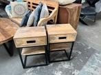 Magazijn Leegverkoop Nieuwe set nachtkastjes mangohout metal, Ophalen, Minder dan 45 cm, Nieuw, 55 tot 70 cm