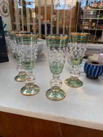 Glazen vier antieke kristallen bewerkte glazen, Antiek en Kunst, Antiek | Glas en Kristal, Ophalen of Verzenden