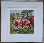 Frans Brandsen (1955) - Twee koeien in weiland, Antiek en Kunst, Kunst | Schilderijen | Klassiek, Ophalen of Verzenden